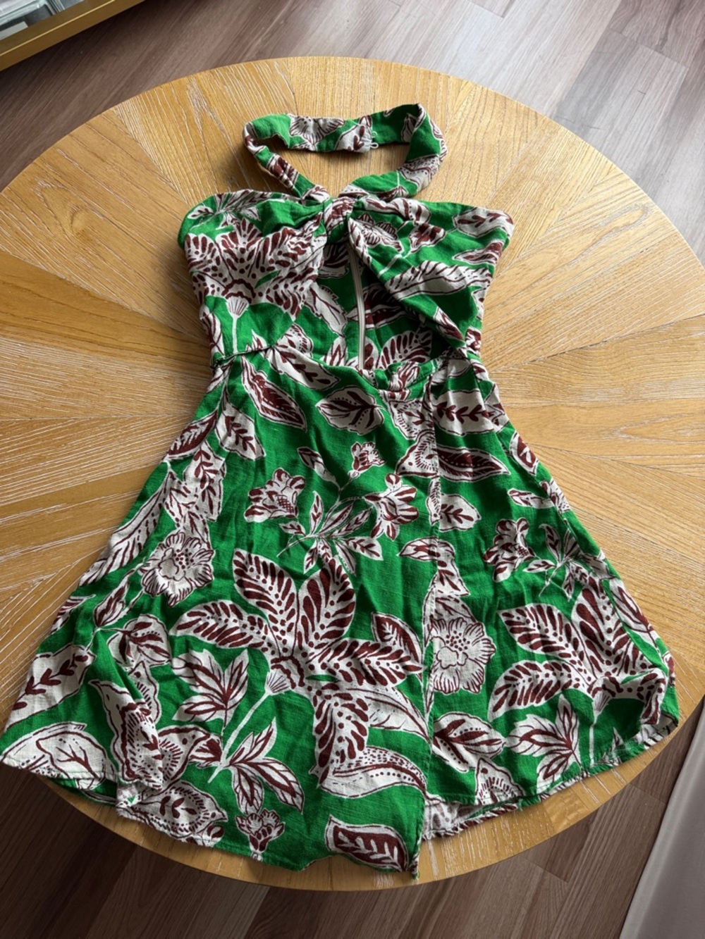 Zara Green Floral Halter Sundress